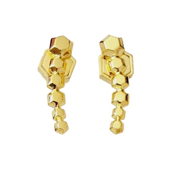 Via Saviene Sixtine Hexagon Ear Crawler Stud Earrings - Picture 2 of 7